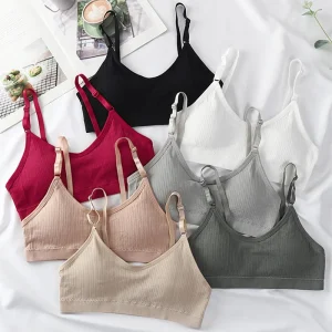 Women Seamless Tube Top Push-Up Bra Removable Pads Ribbed Bralette Adjust Straps Soft Stretchy Non-wire Underwear Sexy Lingerie