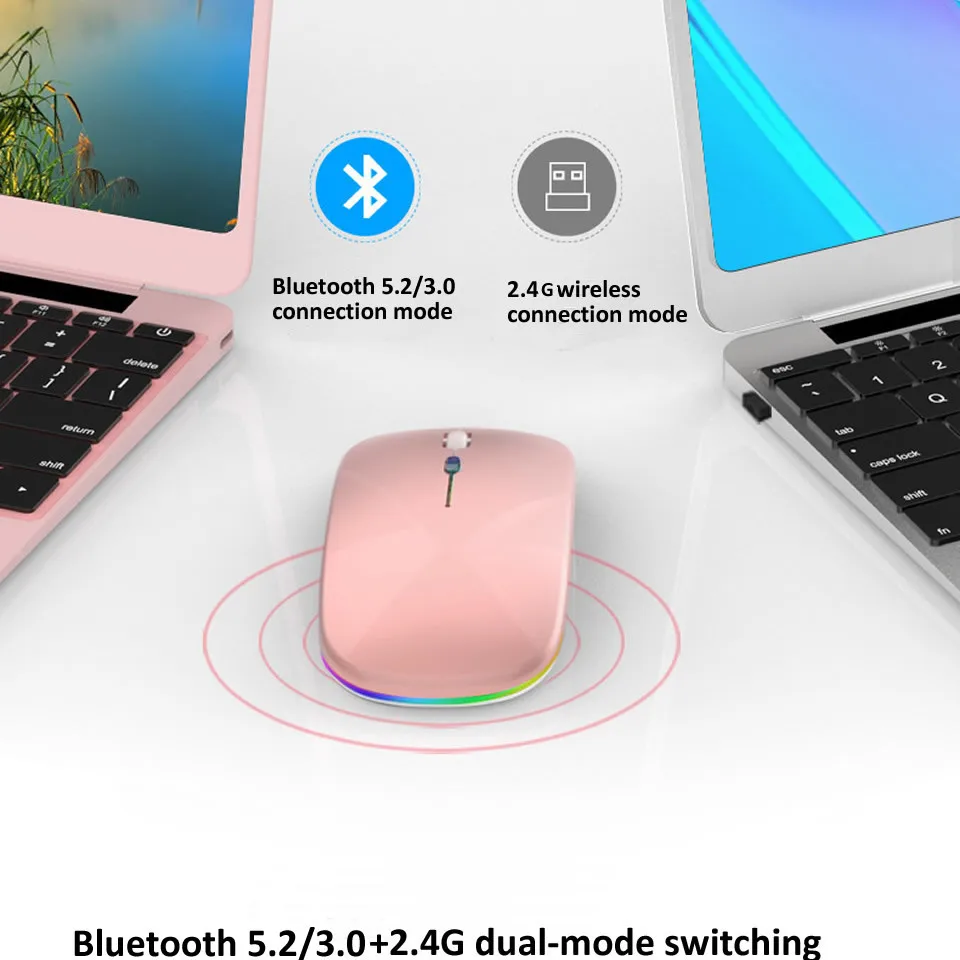 Wireless Mouse With LED Backlit USB Rechargeable Bluetooth-compatible RGB Silent Gaming Mouse For Ipad Laptop PC Mause Gamer - Image 4