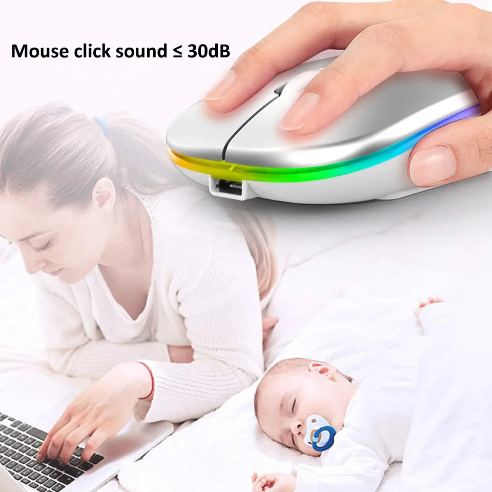 Wireless Mouse With LED Backlit USB Rechargeable Bluetooth-compatible RGB Silent Gaming Mouse For Ipad Laptop PC Mause Gamer - Image 6