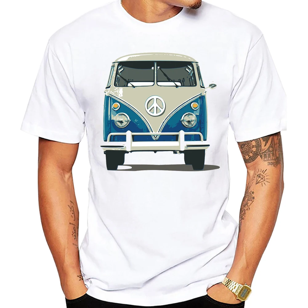 Drive Peace Bus Red Is Coming Towards Us Beach Scene Men T Shirt Vintage Beach Bus Surf Sport Cloth Surfing Board men Tees - Image 3
