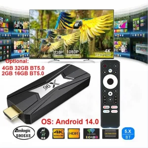 X96S 4K TV Dongle Android 14.0 Tv Stick Amlogic S905X5M Quad Core LPDDR4 4G 3G Mini PC 2.4G 5G Wifi BT5.0 1080P HD Miracast Medi