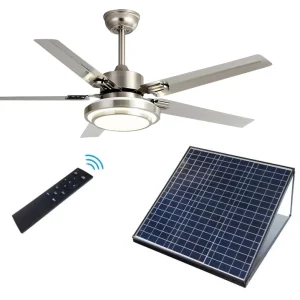 100W/30V52-inch Solar Ceiling Fan Inverter DC Motor Rechargeable Solar Fan Light with Solar Panel LED Light Ceiling Fan Light