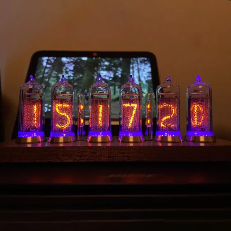 IN14 Nixie Tube Clocks Digital Table Clock Retro Wooden Electronic Nixie Desk Clocks USB Desk Watch Bluetooth Control Gift Ideas - Image 2