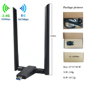 1200Mbps MT7612 WIFI Adapter USB 3.0 Wireless Adapter Dual band 5GHz 802.11ac Wifi Dongle support Desktop Laptop for Gaming