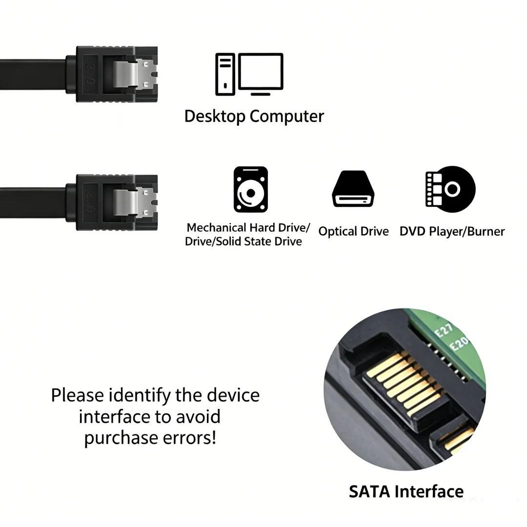40CM Flat SATA 3.0 Data Cable Straight to Straight Serial ATA Hard Drive Cord Black Red Yellow Blue For SSD HDD Desktop PC - Image 4