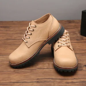 American Goodyear-Welted Retro Tough Man Sewing Wear-resistant Bottom Work Shoes Big Head Round Head Men's Shoes
