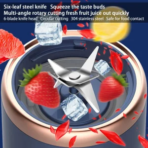 Portable USB Rechargeable Single Blender Electric Travel Juicer Cup Mini Kitchen Gadgets For Smoothies Shakes Home office