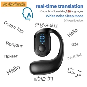 156 Languages AI Translation Headset Magic APP Real time Translator Bluetooth Earphones Business Meeting Summary Travel Earbuds
