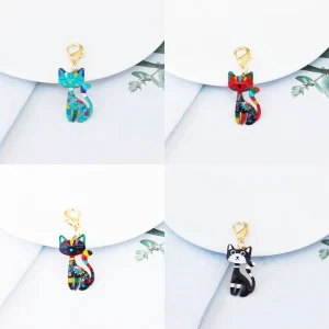 k14-00 Polished Alloy Fox and Cat Pendant Keychain Bag Accessory UB Flash Drive Women's