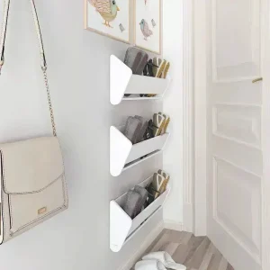 Ultrathin Shoe Rack Behind the Door, Simple Narrow Shoe Cabinet, Home Space-Saving Shelf Sticker, Wall Hanging, Free Punch