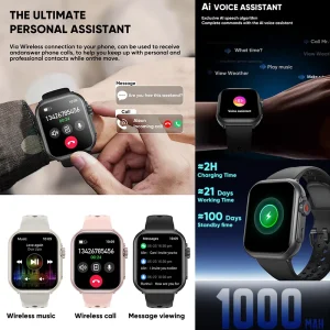 New Smartwatch 1000mAh Long Battery Life For Men Women Fitness Sports Bluetooth Call Waterproof 1.85 inch Full Touch Smart Watch