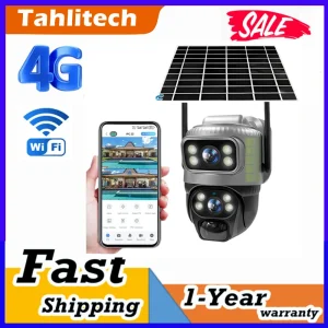 Solar Camera V380 Dual Lens 4G PIR Human Detection Night Vision Waterproof Security Video IP Camara 8MP 4K Battery CCTV Monitor