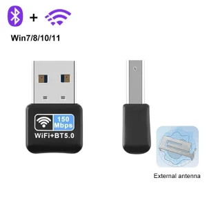 2 IN1 150Mbps Wireless Network Card 2.4GUSB WiFi Adapter Bluetooth USB Adapter Wireless Wlan Receiver for Win 10/11 PC Desktop