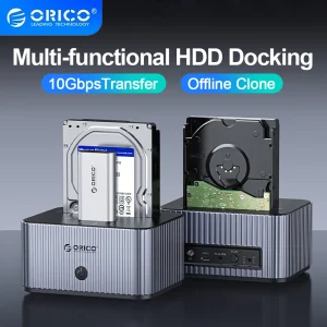 ORICO M.2 NVME SSD Case Type-C 10Gbps Hard Drive Docking Station for NVME M.2 2.5/3.5 Inch HDD/SSD with Offline Clone for PC