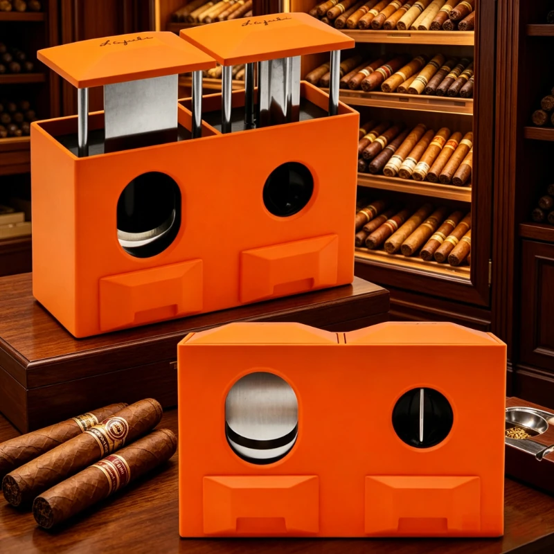 V Cut Straight Cut 2-in-1 Cigar Cutter Zinc Alloy Material 27mm Inner Diameter Straight Cutter Orange Portable Cigar Clipper - Image 5