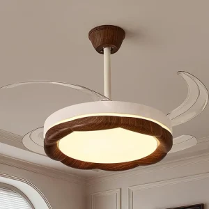 French Vintage Style Acrylic Ceiling Fan Lights for Restaurant Dining Table Handmade Rechargeable Lamps Wiring Type Illumination