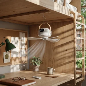 Ceiling Fan Light USB Rechargeable Hanging Ceiling Fan Home Appliance 3 Speed Settings for Students, Dorm Room, Outdoor Camping