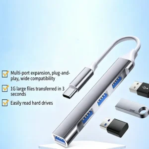 4 Ports USB 2.0 Hub Alloy Shell Splitter Type C& USB A Plug Multi Port Expander Adapter For Laptop PC Flash Drive Mouse Keyboard