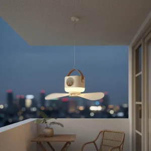 Mini Ceiling Fan with Light Adjustable Speed Rechargeable Hanging Fan Air Mover 4 Speeds Timer Function for Bedside, Dorm Room