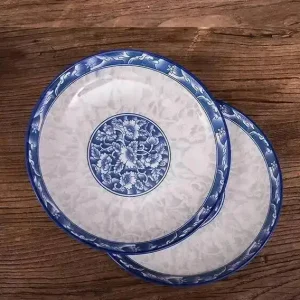 8in Blue And White Dinner Plate Tableware Chinese Bone China Porcelain Deep Fruit Plate Rice Plate