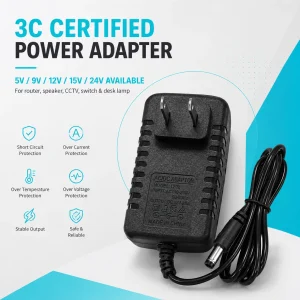 ZhonNa 3C Certified 5V Power Adapter Charger for Router Modem WiFi CCTV Camera Switch Speaker TV Box LED Lamp Power Supply Cord