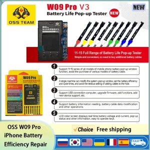 OSS W09 Pro for iPhone 11-15PM Battery Programmer Tool, Fix Battery Health & Cycle Count, Remove Pop-up, Repair Tool