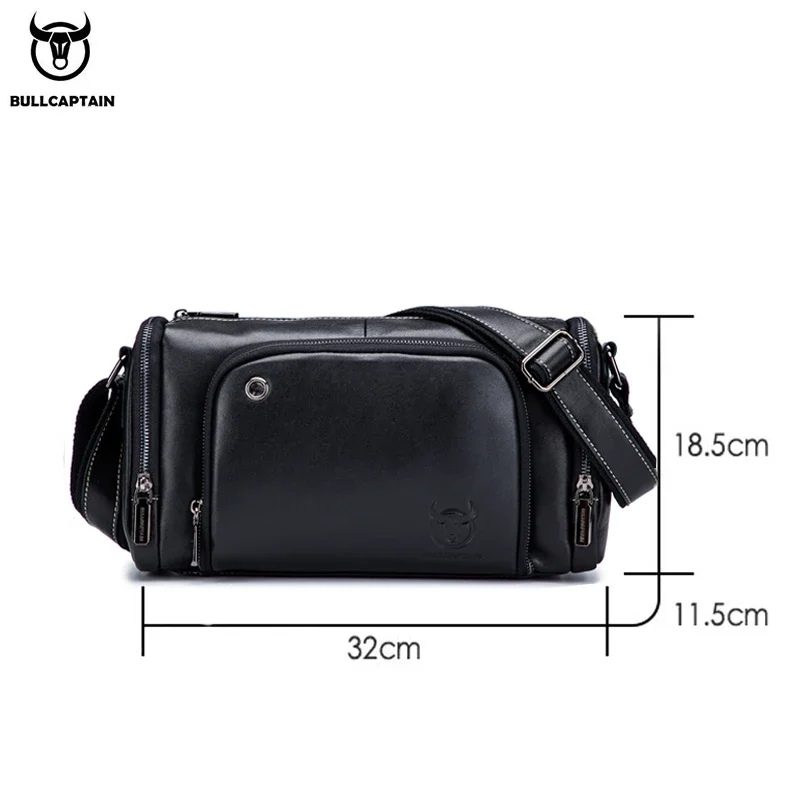 BULLCAPTAIN Leather Men's Sports Bag Fitness Shoulder Bag Retro Handbag Travel Bag Large Capacity Laptop Bag Cross Section 01 - Image 6