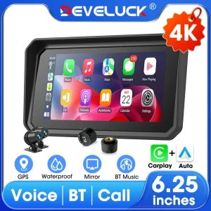 Develuck 6.25'' GPS for Motorcycle Navigation Wireless Android Auto CarPlay Motorcycles Digital Moto Dashboard Display Screen