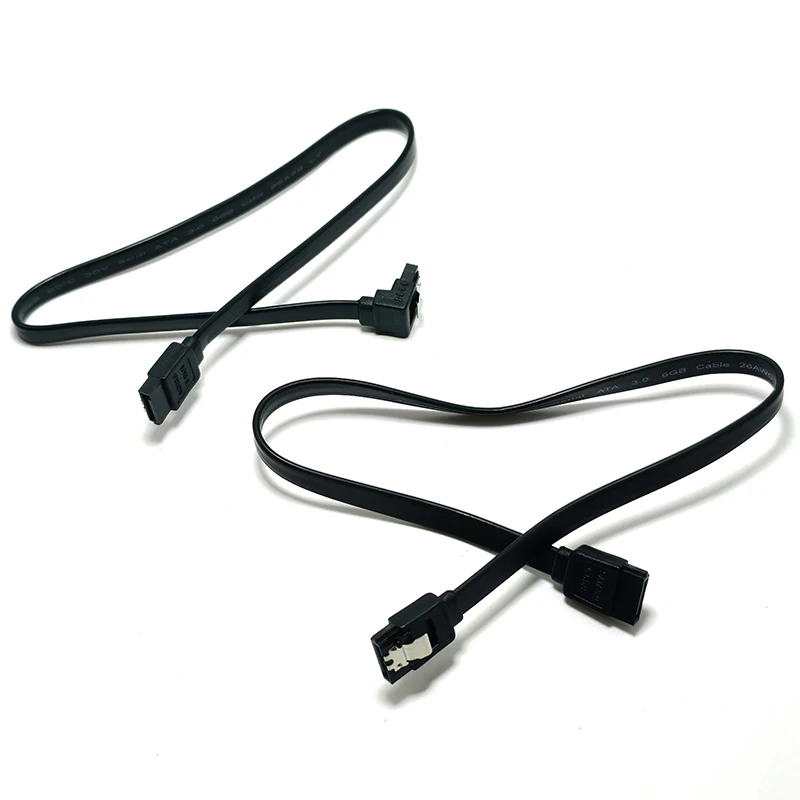 1-10pcs 40CM SATA Data Cable 90 Degree Right Angle SATA 3.0 6Gbps Cable Black with Locking SATA Cable For HDD SSD CD DVD Drives