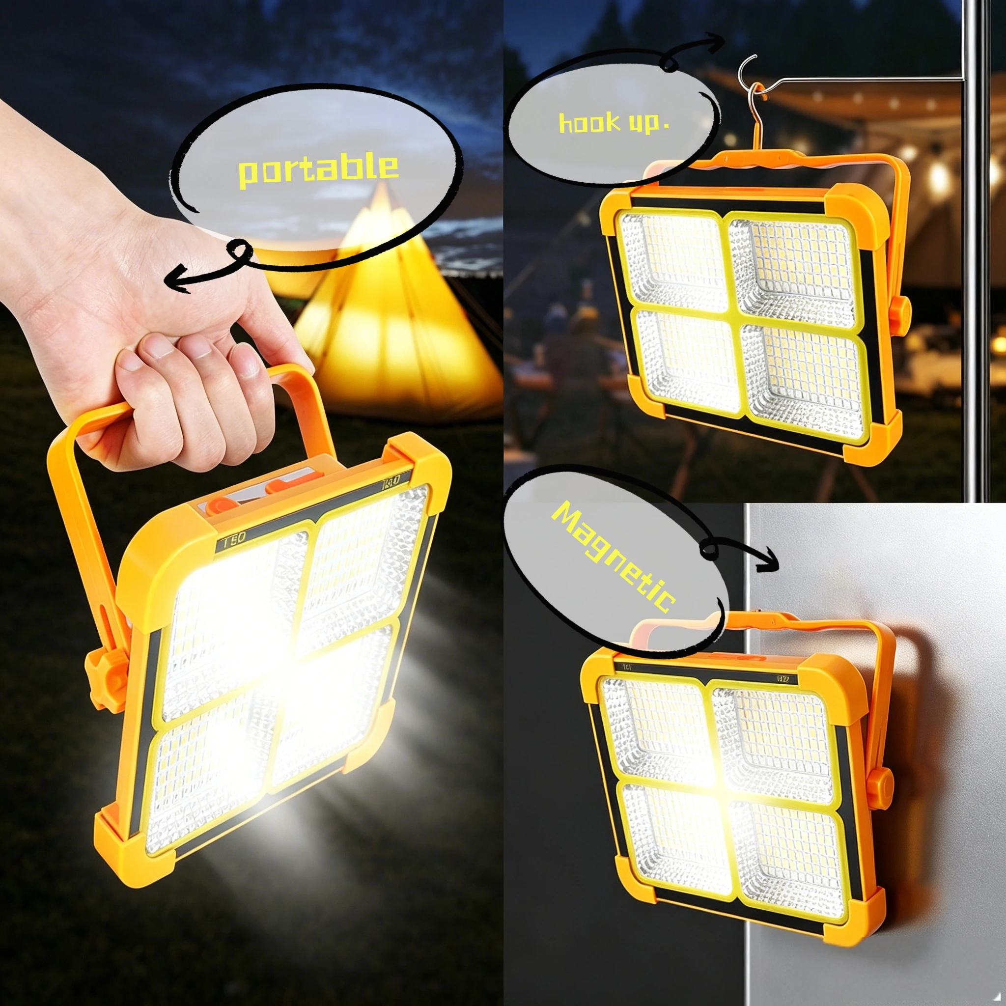 NEW 30000mAh Solar Rechargeable Camping Lantern High Power Bank LED Tent Light Powerful Magnet Flashlight Repair Emergency Lamp - Image 3