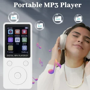 MP3 MP4 Player 1.8 Inch Screen Portable Music Player With BT 5.0 64GB Memory Card External Playback Picture Videos Supports