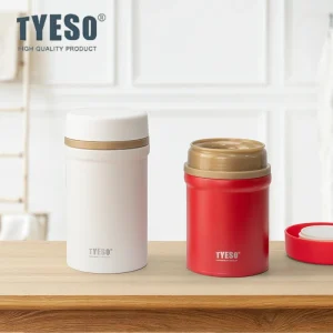 TYESO 450ml/600ml Thermal Food Jar 316 Stainless Steel Vacuum Flasks Office Workers Portable Hot Cold Stewing Cup Water Bottles