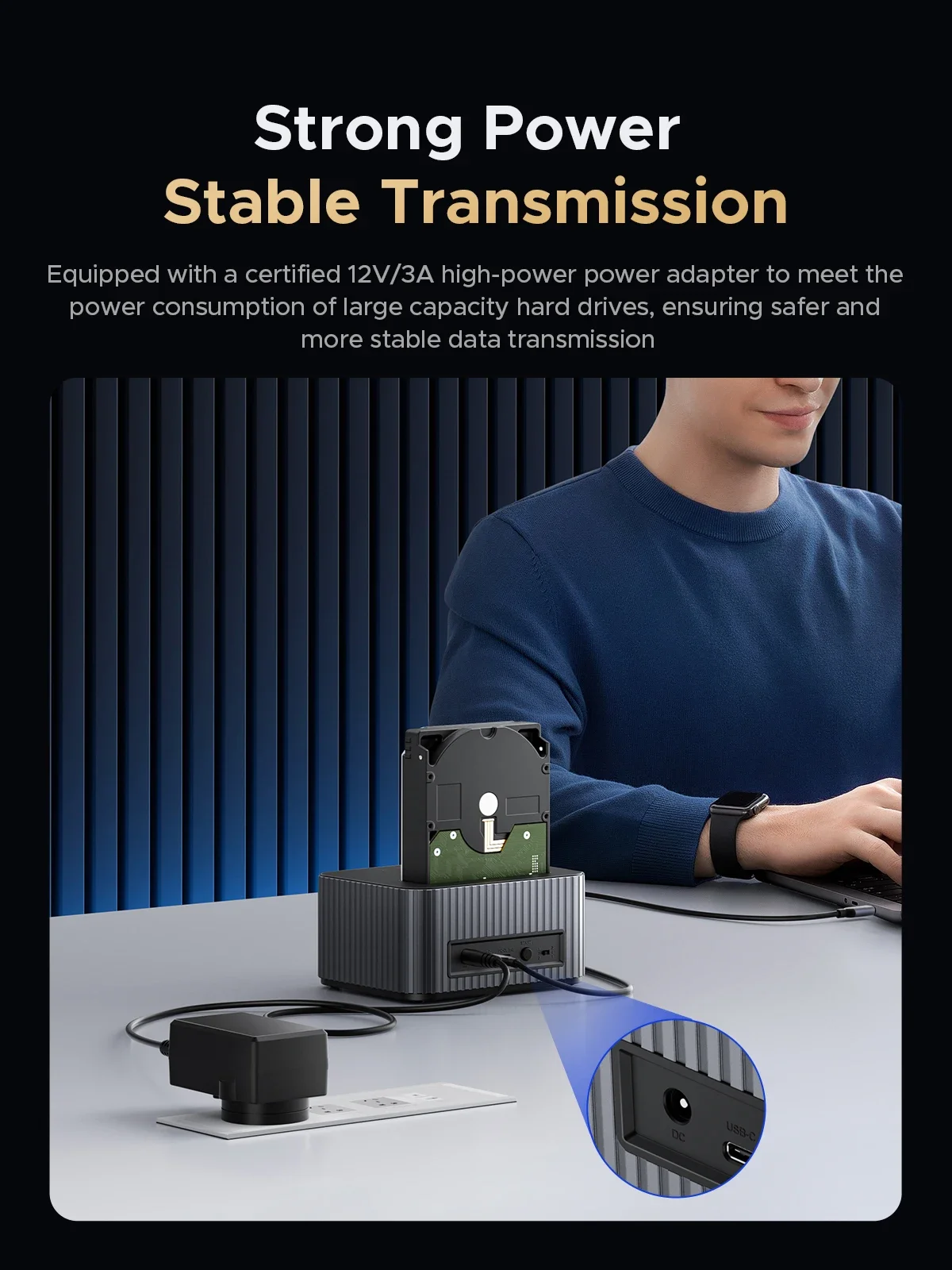 ORICO M.2 NVME SSD Case Type-C 10Gbps Hard Drive Docking Station for NVME M.2 2.5/3.5 Inch HDD/SSD with Offline Clone for PC - Image 6