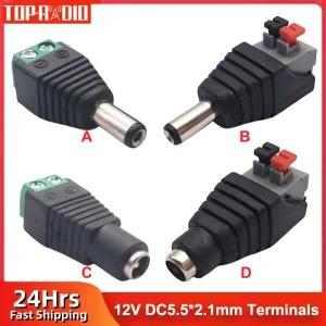 5.5mm X 2.1mm 12V DC Power Plug Cable Connector 5.5*2.1 Male Female Adapter Socket Press Terminal for CCTV Camera LED Strip