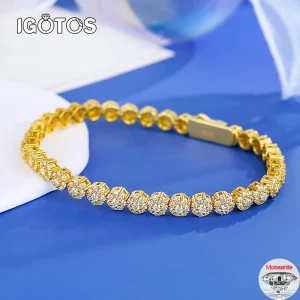 2mm Full MoissaniteTennis Bracelet Necklace for Women Man S925 Silver Plated Yellow Gold Diamond Hand Neck Chain Luxury Jewelry