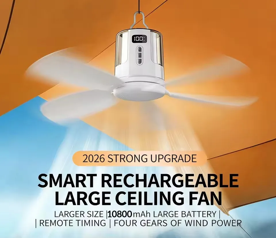 10800mAh Ceiling Fans Portable Camping Fan Tent Air Circulator Cooler Outdoor Rechargeable Electric Fan LED Light Remote Control - Image 3