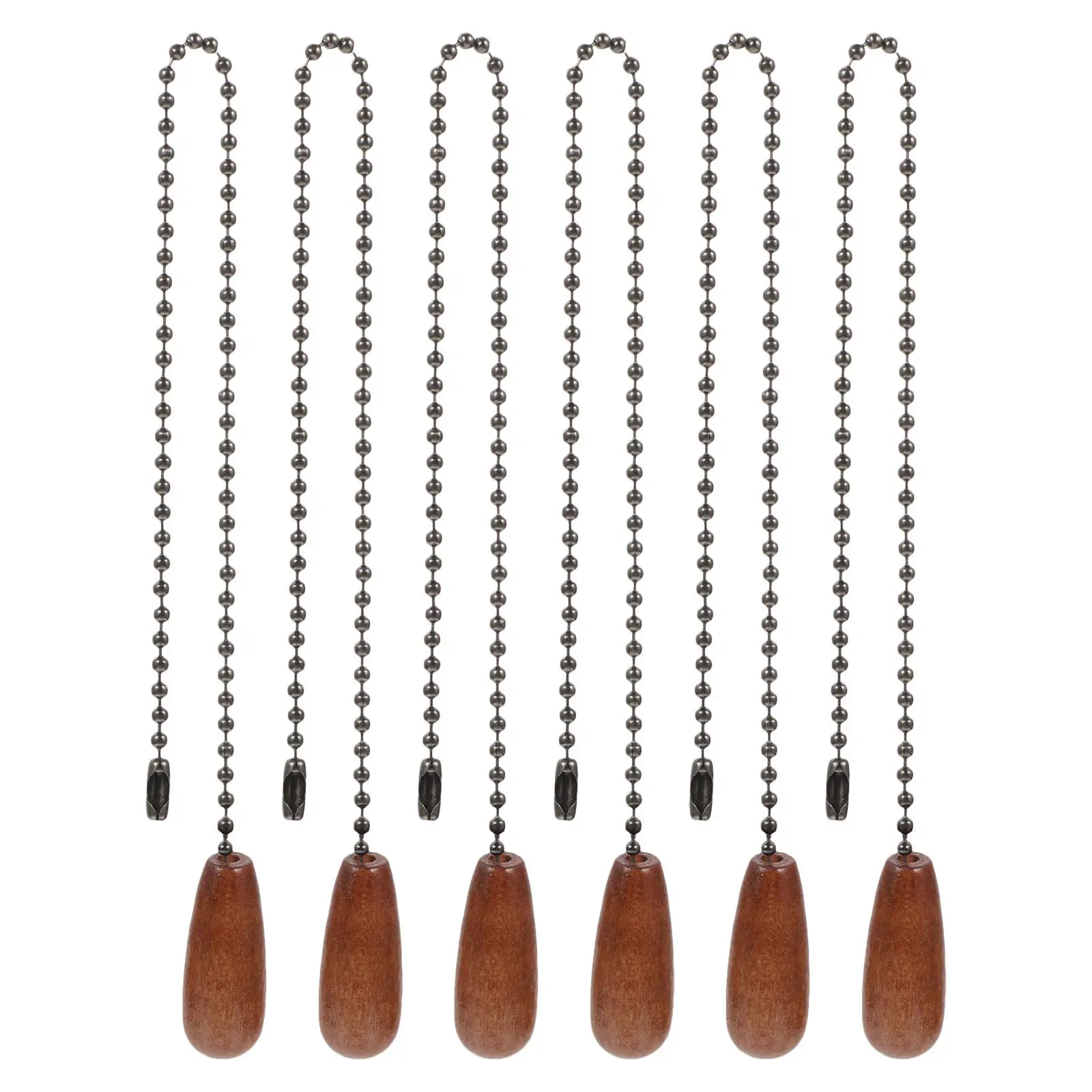6Pcs Wood Ceiling Fan Pull Chain Decorative Pendant Vintage Beaded Extension Chain for Home Bedroom Living Room Light Fixture
