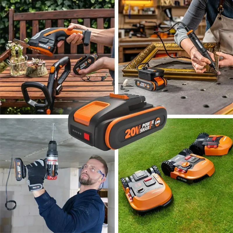 WORX 20V 6Ah 8Ah Battery,Charger, WA3014 WA3551 WG630 WG629 WX372 WX390 WX394 WX550 WX523 WX802 WX858 WX900 Power Tool Battery - Image 6
