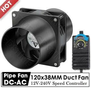 Pipe Duct Exhuast Fan 120MM 80MM Smoke Absorber Fume Extractor Fan with Speed Controller for Hydroponic and Electronics Cooling